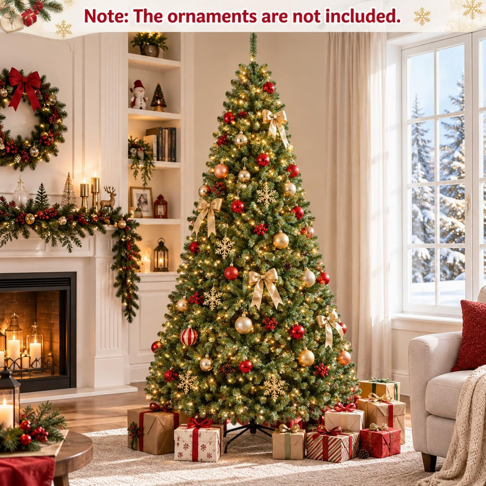 COSTWAY 8FT Pre-lit Artificial Christmas Tree w/750 LED Lights, Easy Setup