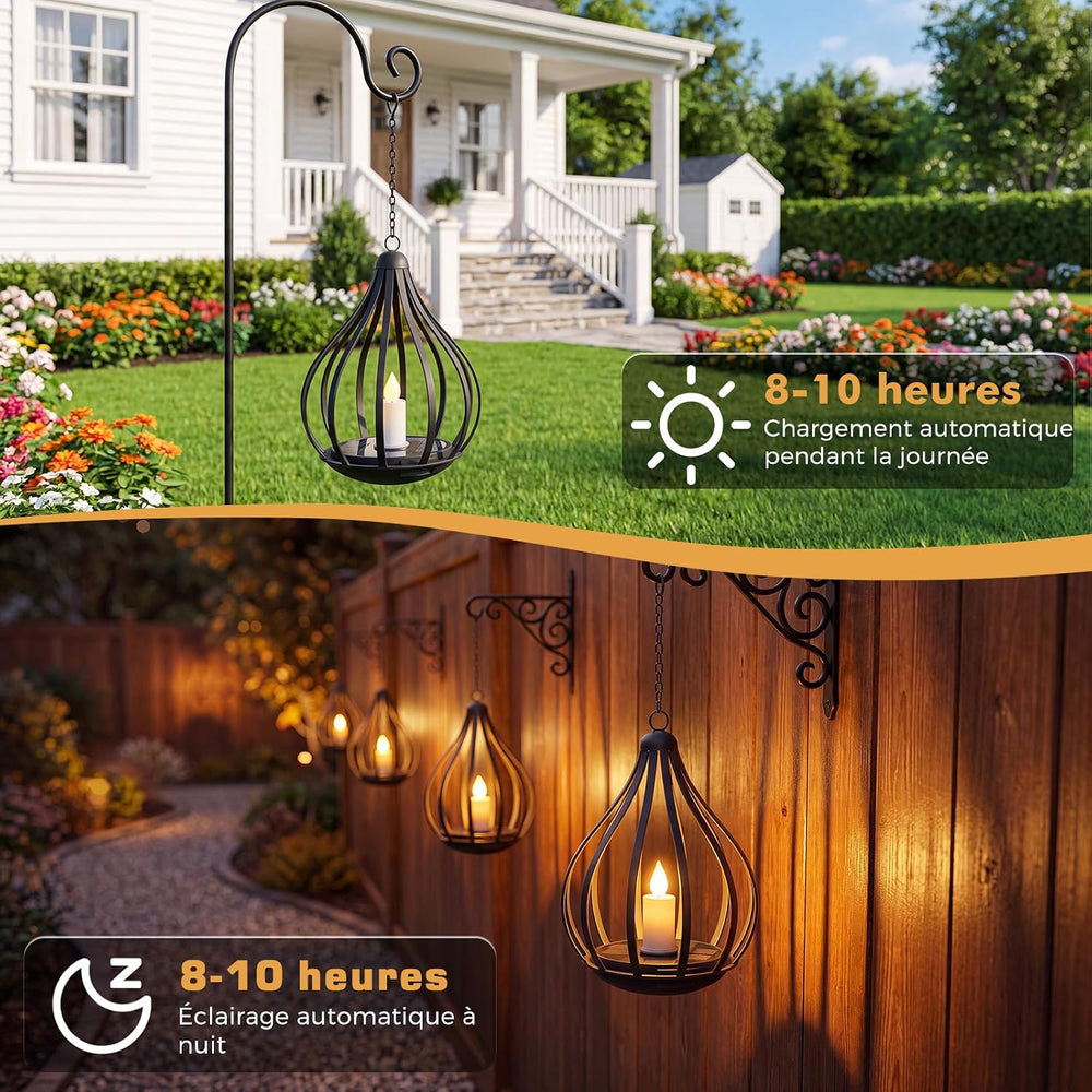 Solar Lanterns Outdoor Waterproof Hanging Solar Lights Outdoor Decor 2 Pack