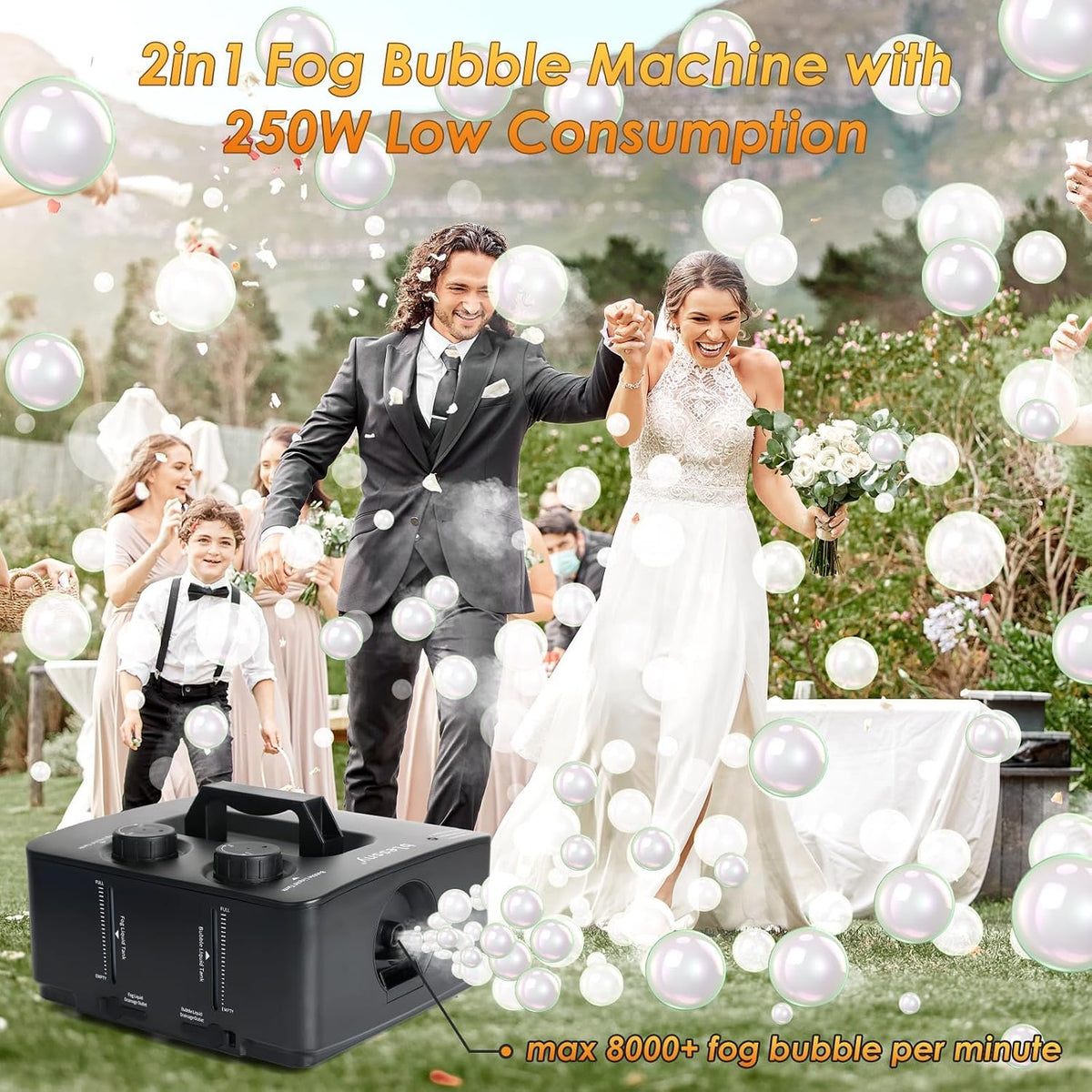 blessny 2 in 1 Fog Bubble Machine for Stage Party Halloween