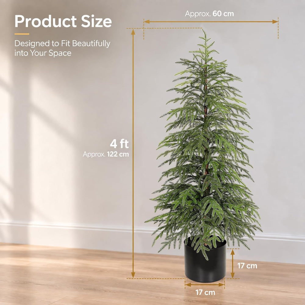 4FT Norfolk Pine Christmas Tree 2Pack, Soft Touch Potted Artificial Trees