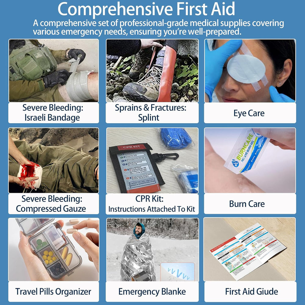 Professional Trauma First Aid Kit - Military-Grade Labelled Compartments &amp...