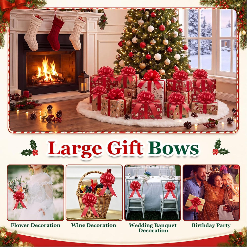 200 Pcs 5 Inch Christmas Pull Bows, Red