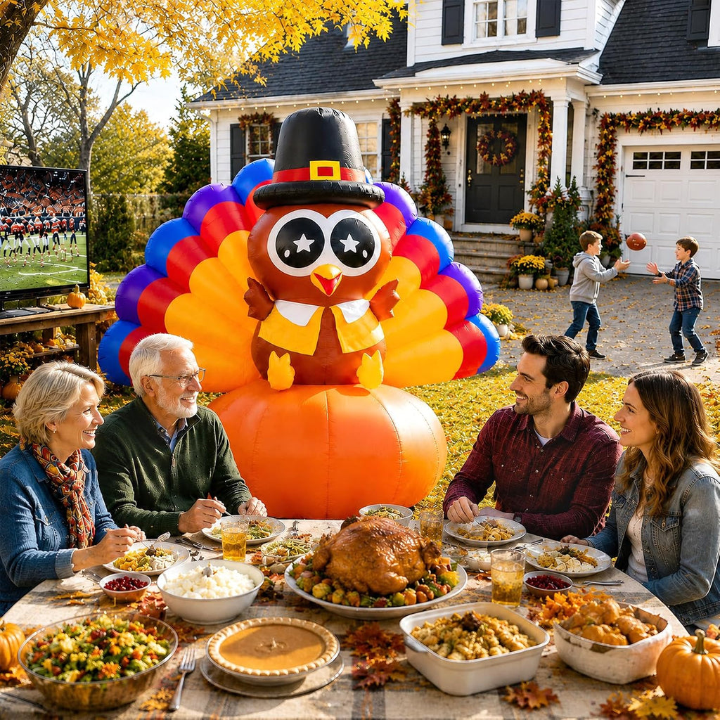 6.5ft thanksgiving inflatable turkey with pumpkin, outdoor fall, package contents