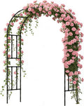 Twira Garden Arch Trellis, 7.9FT(240cm) Metal Garden Arbor Trellis for Climbing Plants Outdoor, Large Wedding Arch for Ceremony, Black Archway Trellises Decoration for Lawn, Patio, Backyard