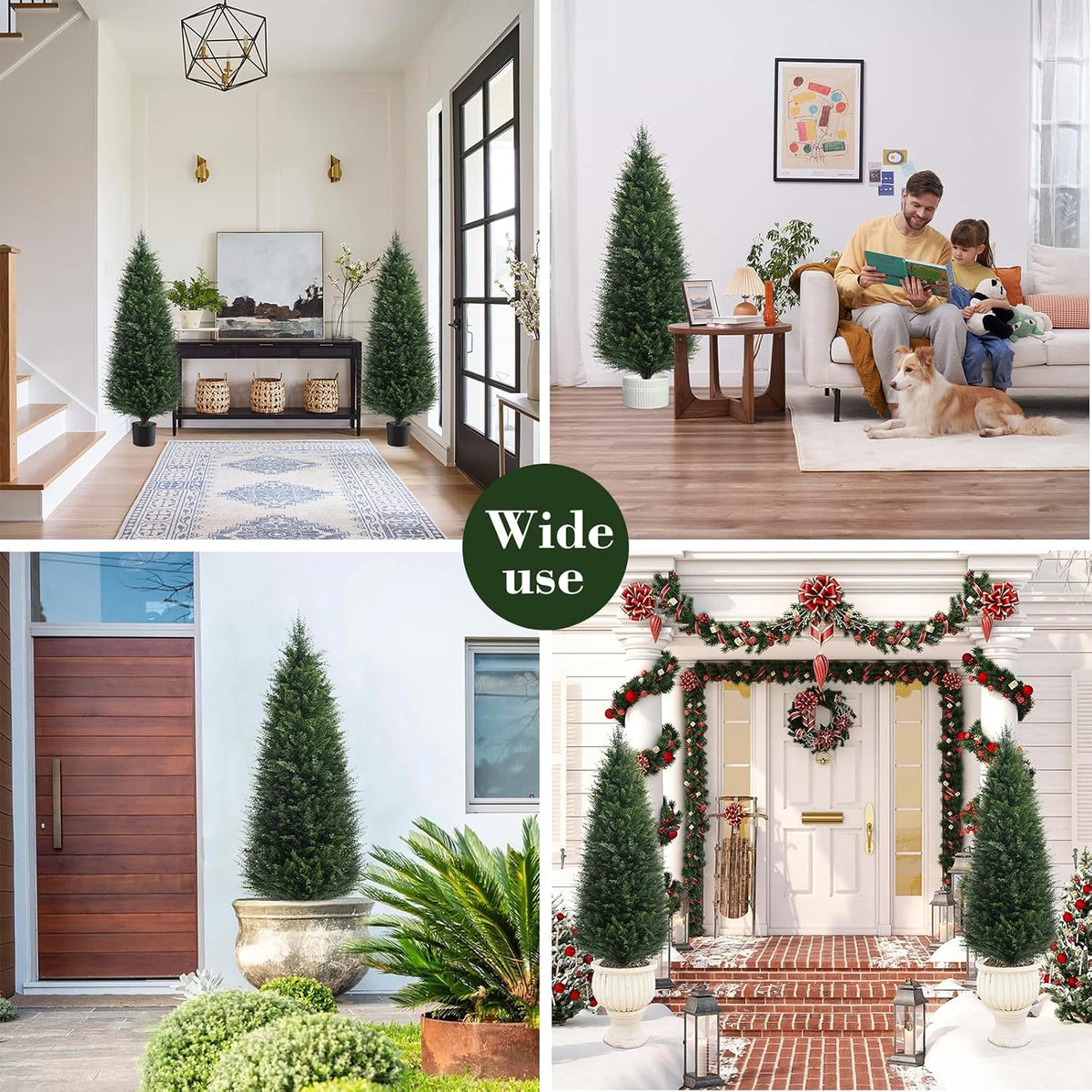 chillchard 2pack 6ft artificial cedar tree, uv resistant, side view