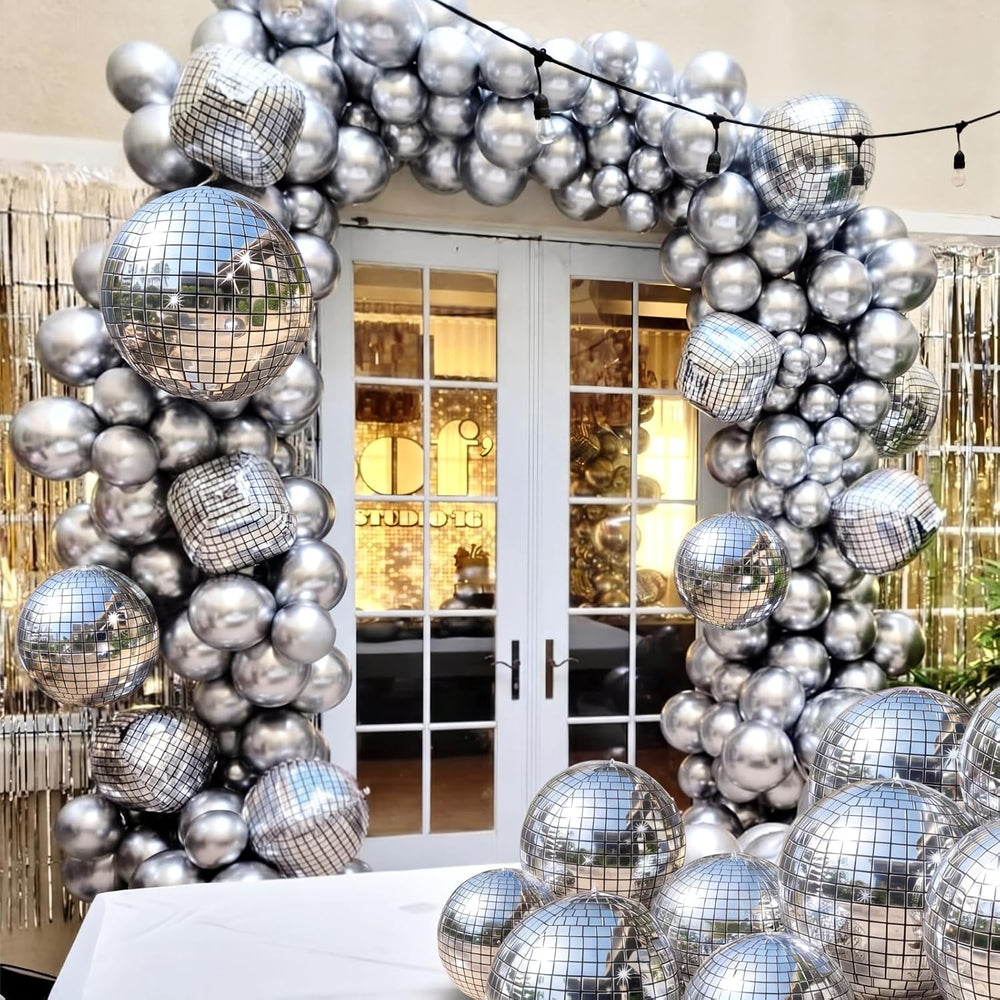 24 Pcs Giant Metallic Party Balloons, Assorted Size,Silver2