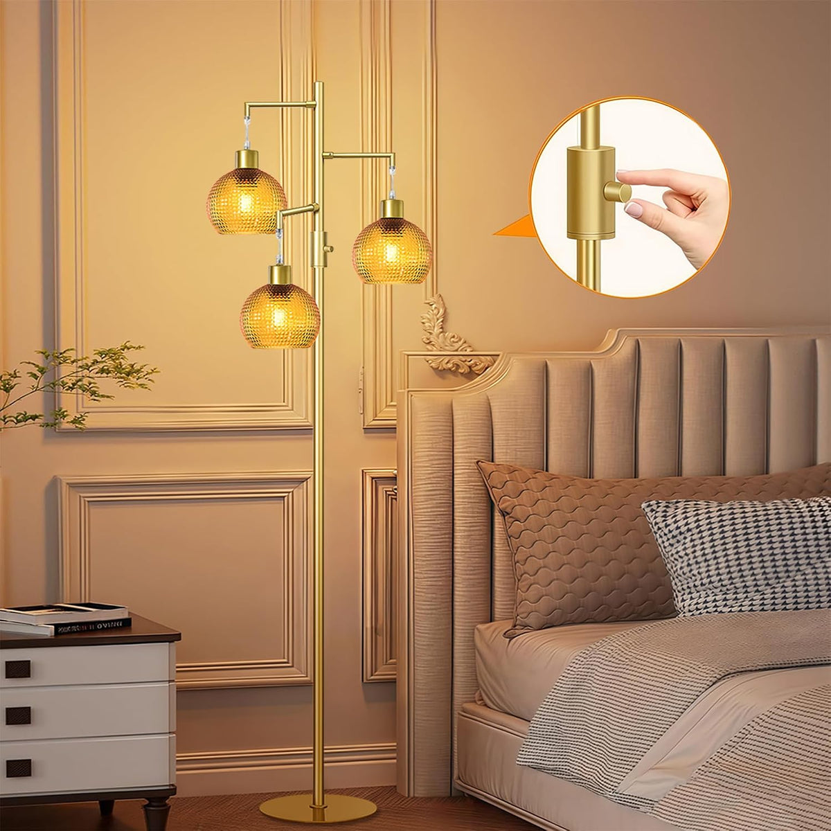 Modern Floor Lamp for Living Room,Mid Century Standing Tree Lamps Dimmable