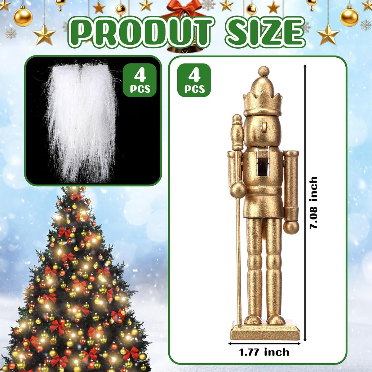 roowest 4 pcs christmas nutcracker figures 7 inch, close-up detail