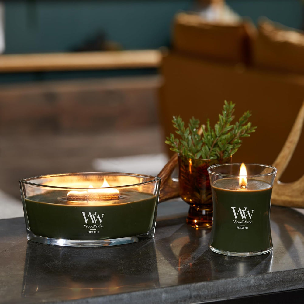 WoodWick Fraser Fir Scented Candle, Crackling Wick, 16oz
