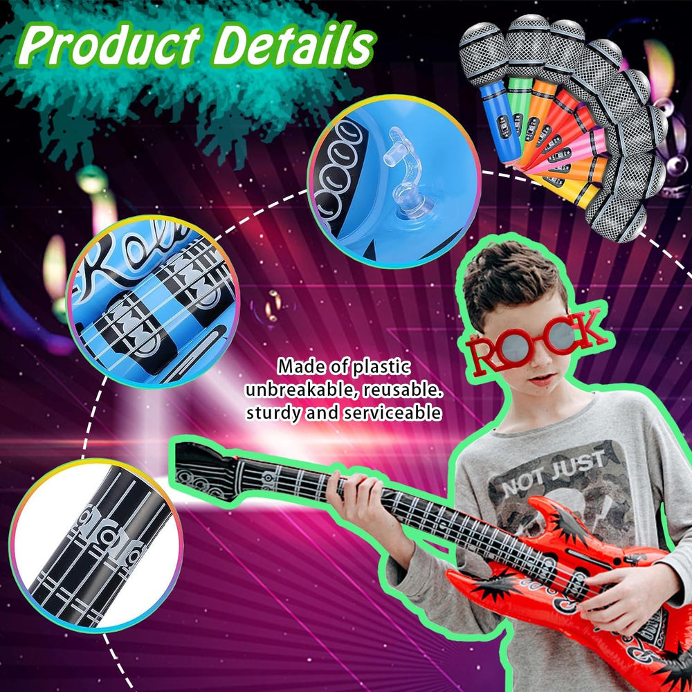 Large Rock Star Funny Sunglasses Set, Rock and Roll Party Funny Music Sunglas...