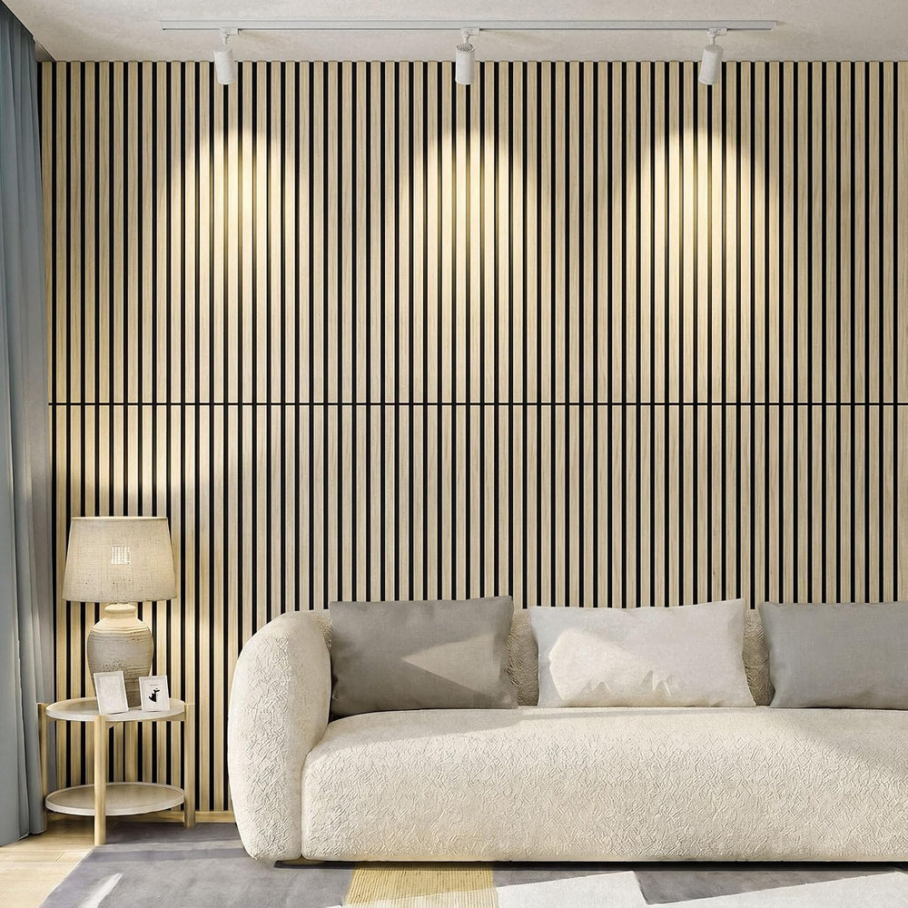 Wood Slat Acoustic Wall Panels, Yellow Oak, 4 Pack, 47.2 x 23.6 in