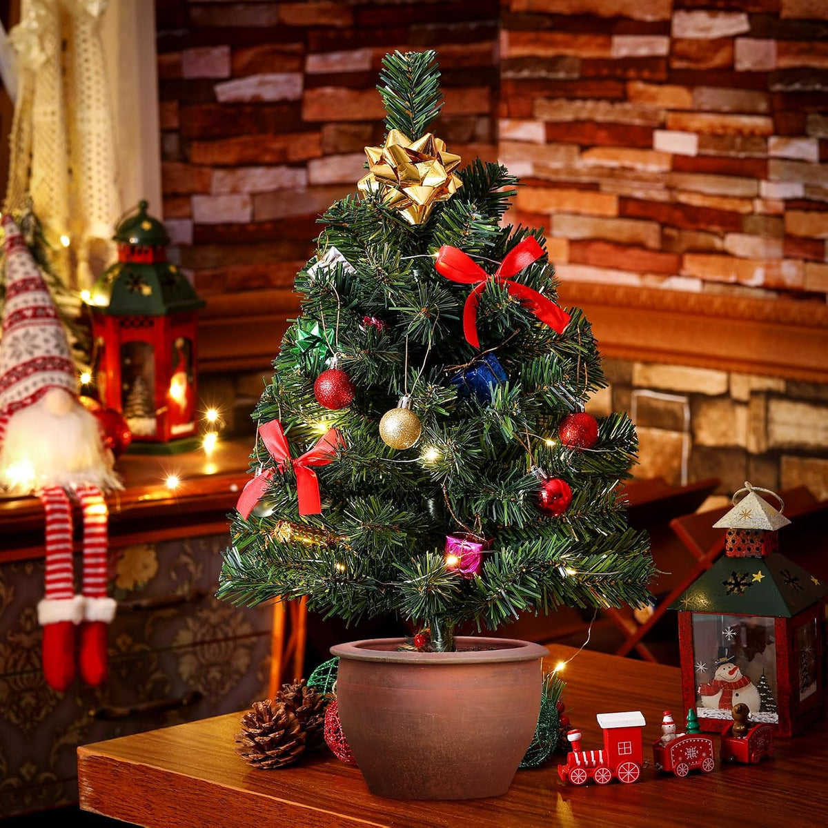 Hiboom 4 Pcs Pathway Christmas Trees 24 Inch, Green with Stakes