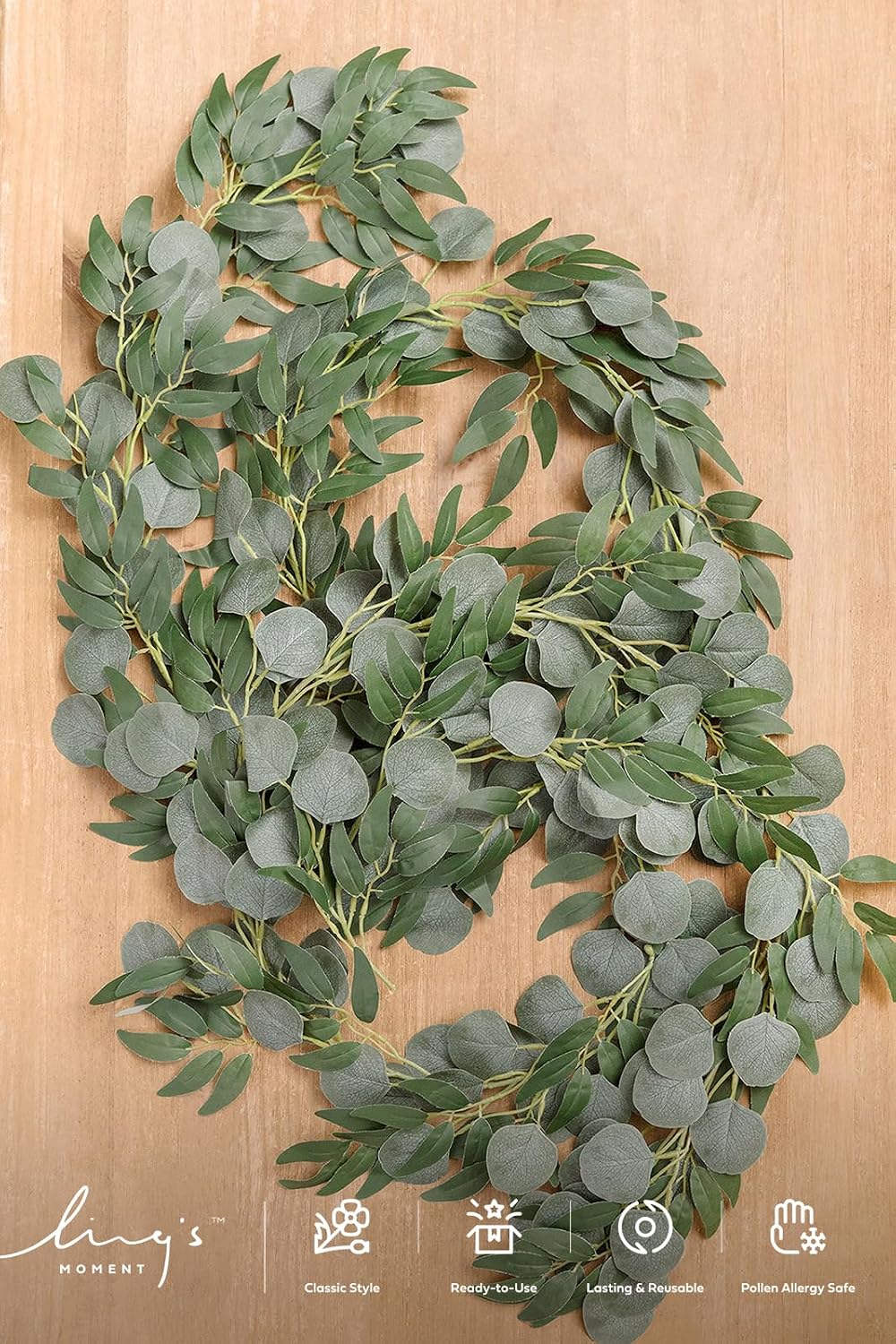 Ling's Moment Green Eucalyptus Garland, 5.9ft, 2pcs