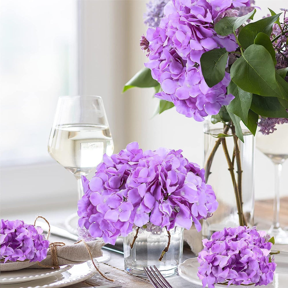 Tigeen 100 Pcs Lavender Hydrangea Artificial Flowers Bulk, 7.48 Inch