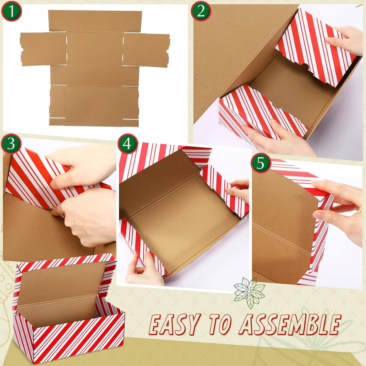eersida 24 pack large christmas gift boxes with, front angle view