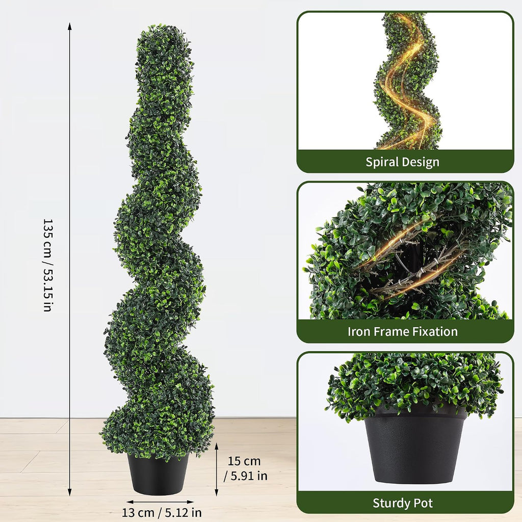 artificial spiral topiary trees set of 2, 4ft shown in use