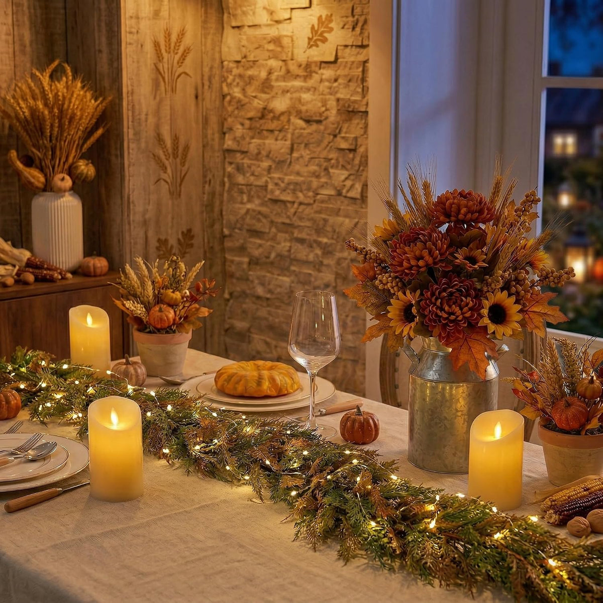 Valery Madelyn 9ft Artificial Norfolk Pine Fall Garland for Mantle