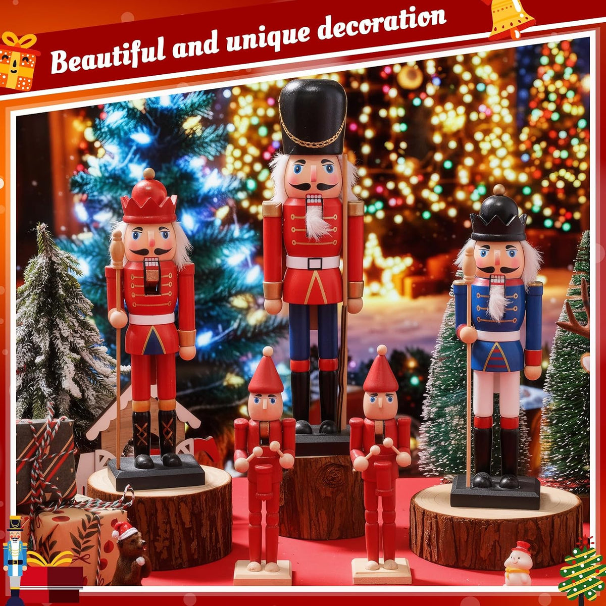 vercraft 3 set unfinished nutcracker wooden unpainted nutcrackers, side view