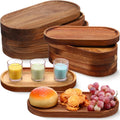 12 Pcs Acacia Wood Serving Trays, 10" & 12" Oval Charcuterie Boards