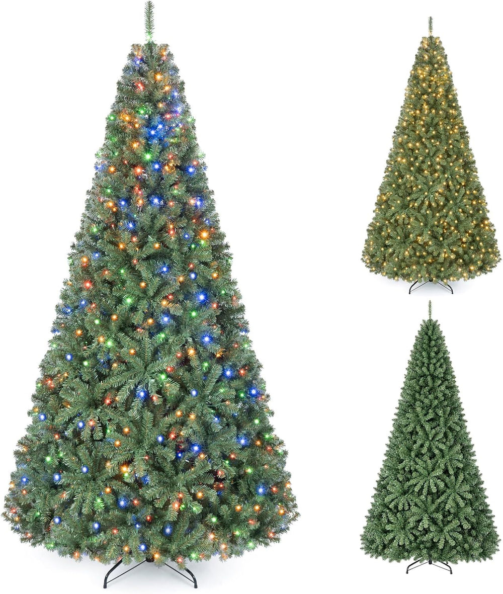 COSTWAY 8FT Pre-lit Artificial Christmas Tree w/750 LED Lights, Easy Setup