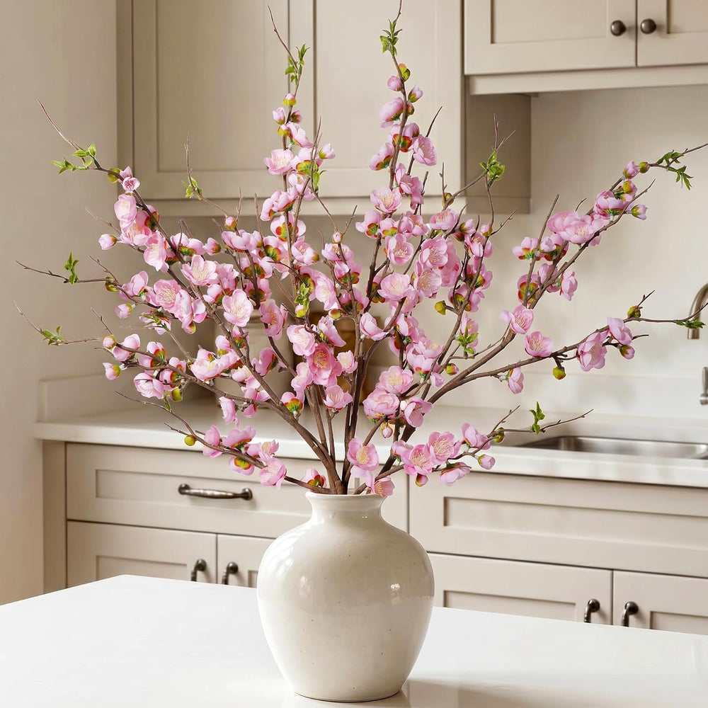 4PCS Pink Cherry Blossom Branches 35.4'' Long Stem Artificial Flowers...
