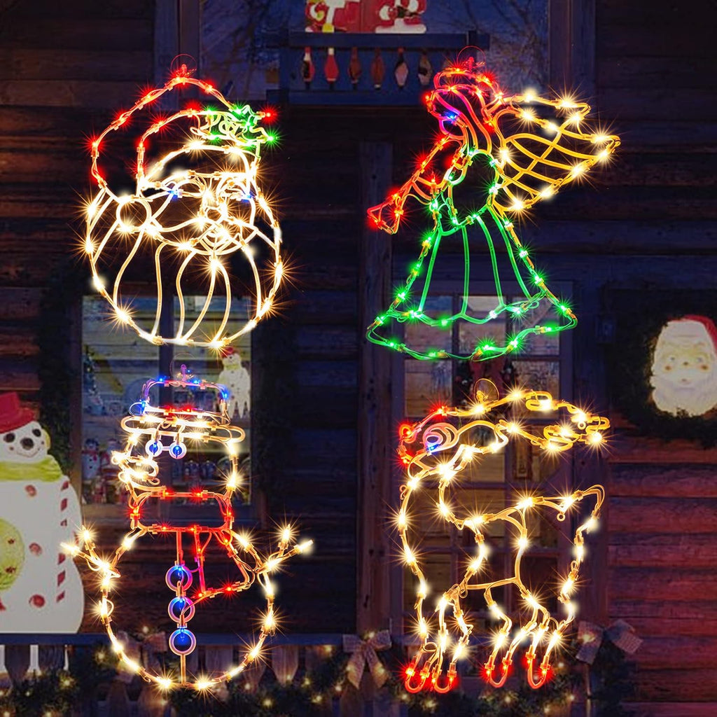200l19'' 4 pack christmas window silhouette lights decorations showing dimensions