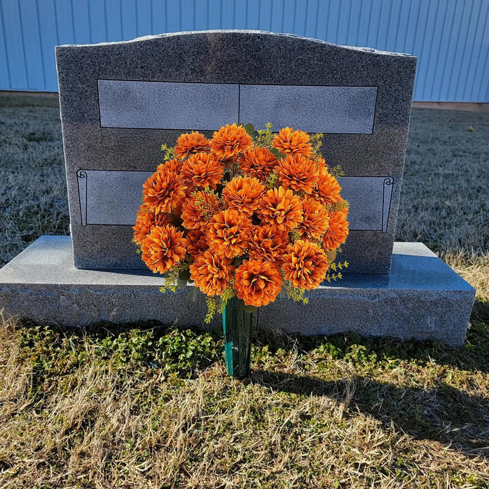 4 Pcs Large Fall Flowers Artificial Mums 36 Heads Fall Mums, Burnt Orange