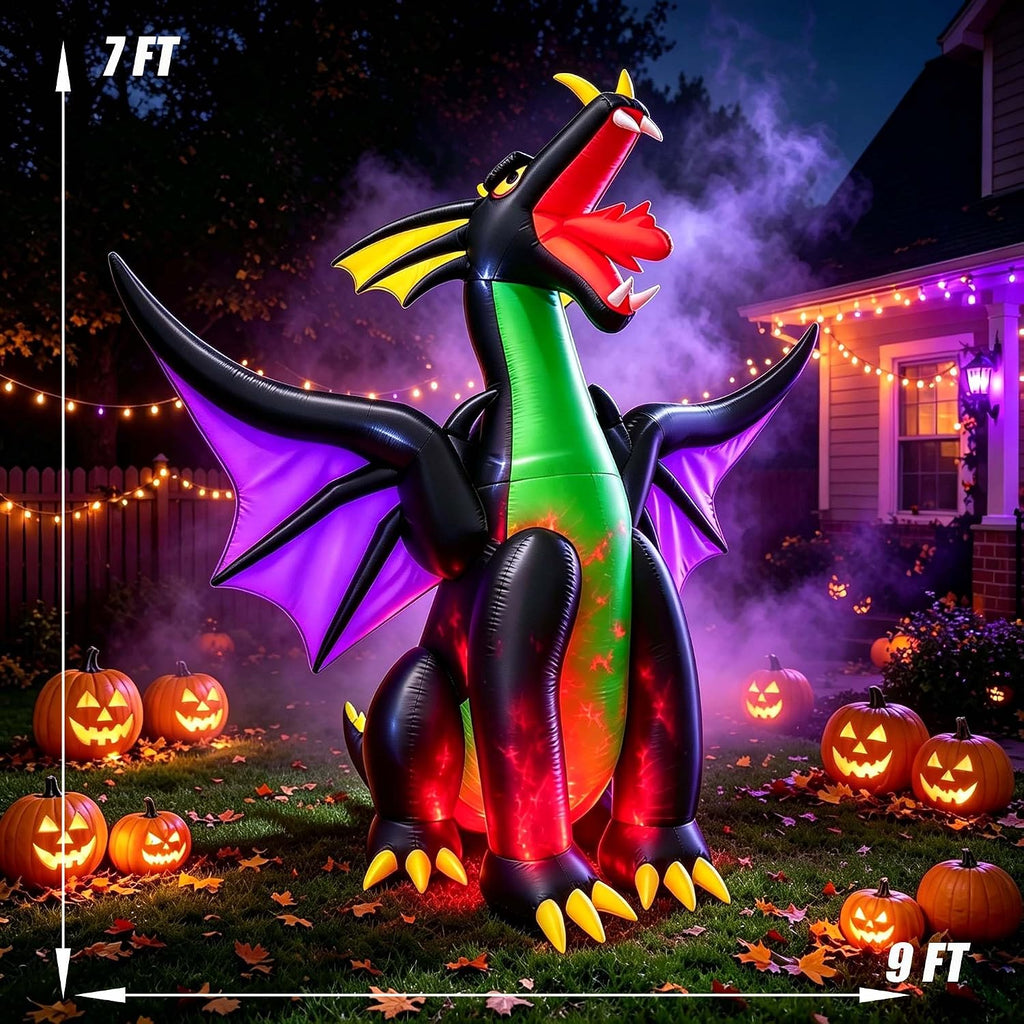 seasonblow 9ft long halloween inflatable giant fire & shown in use