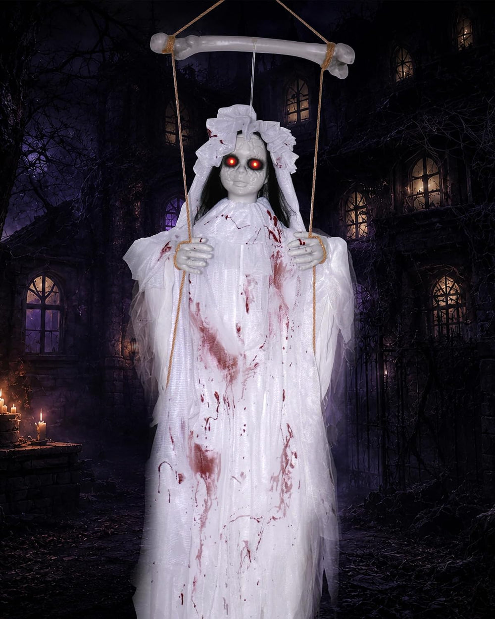 56" Halloween Swinging Ghost Girl Hanging Prop Indoor Outdoor Decorations