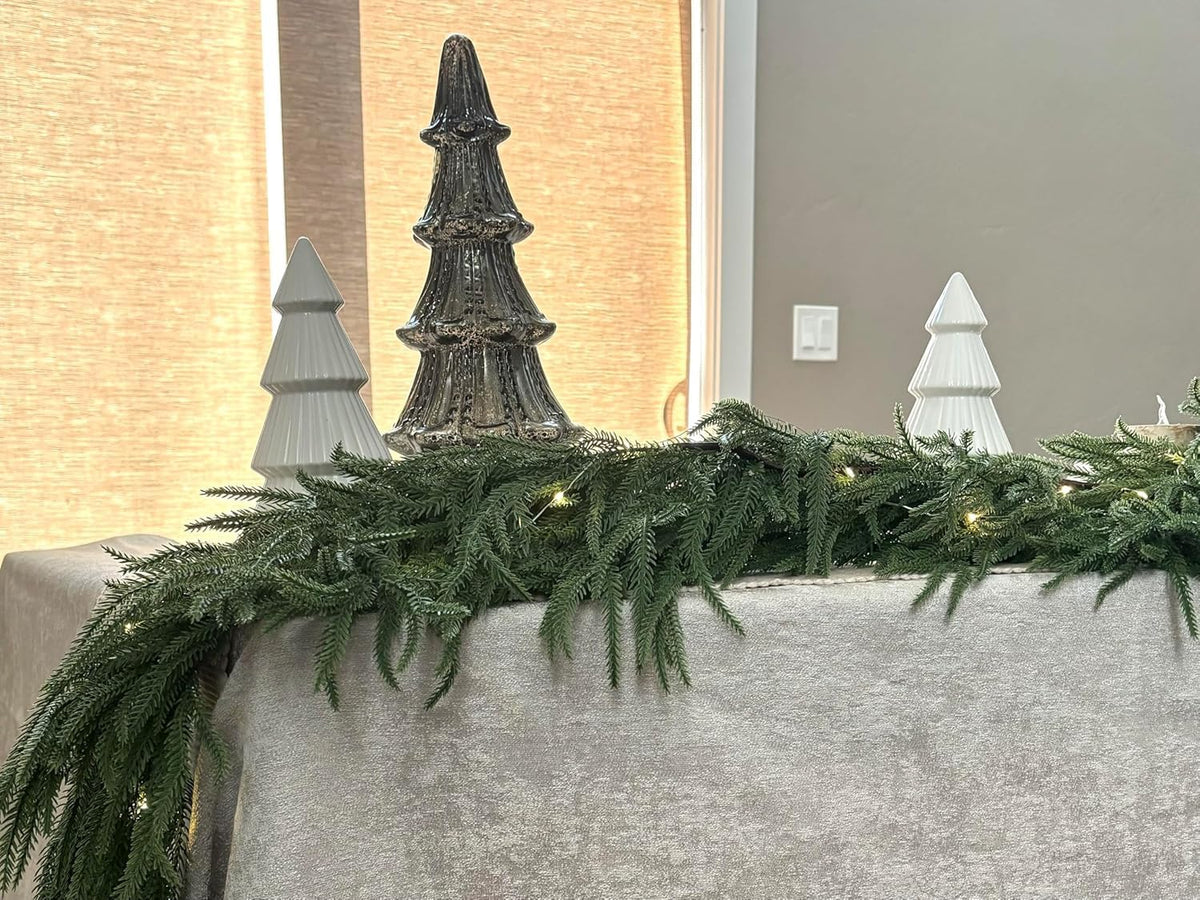 9FT Christmas Norfolk Pine Garland Real Touch for Mantle Decoration