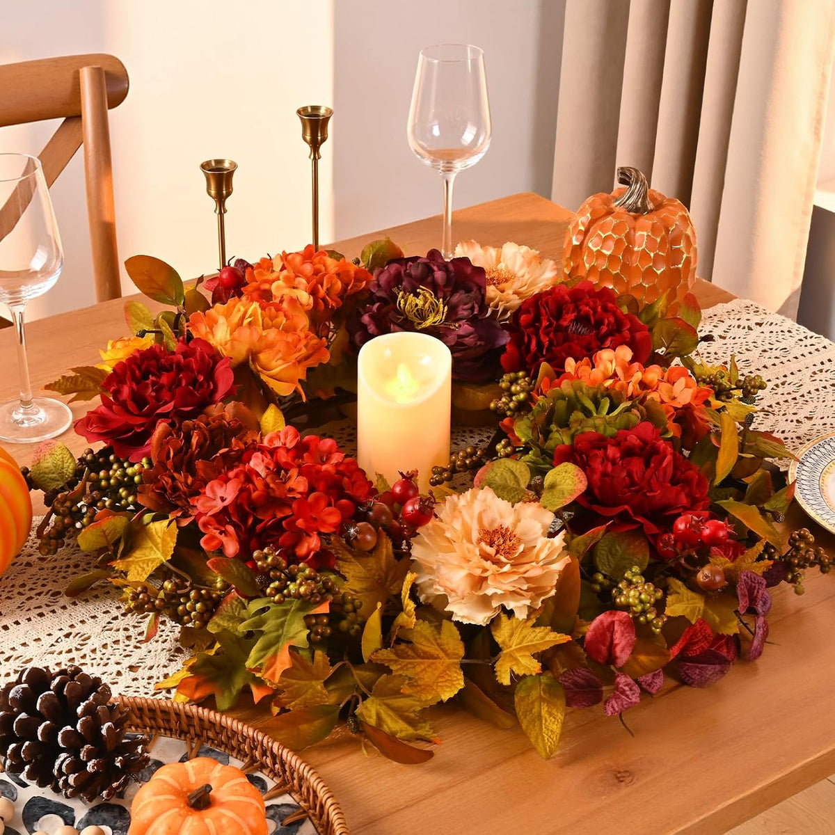 fall wreaths for front door, 24 inch fall, side view