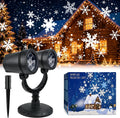 Christmas Double Head Snowflake Projector Lights,Indoor Outdoor LED Dynamic Snowflake Lights IP65 Waterproof, for Christmas Decoration, Holiday, Wedding, Yard Decor