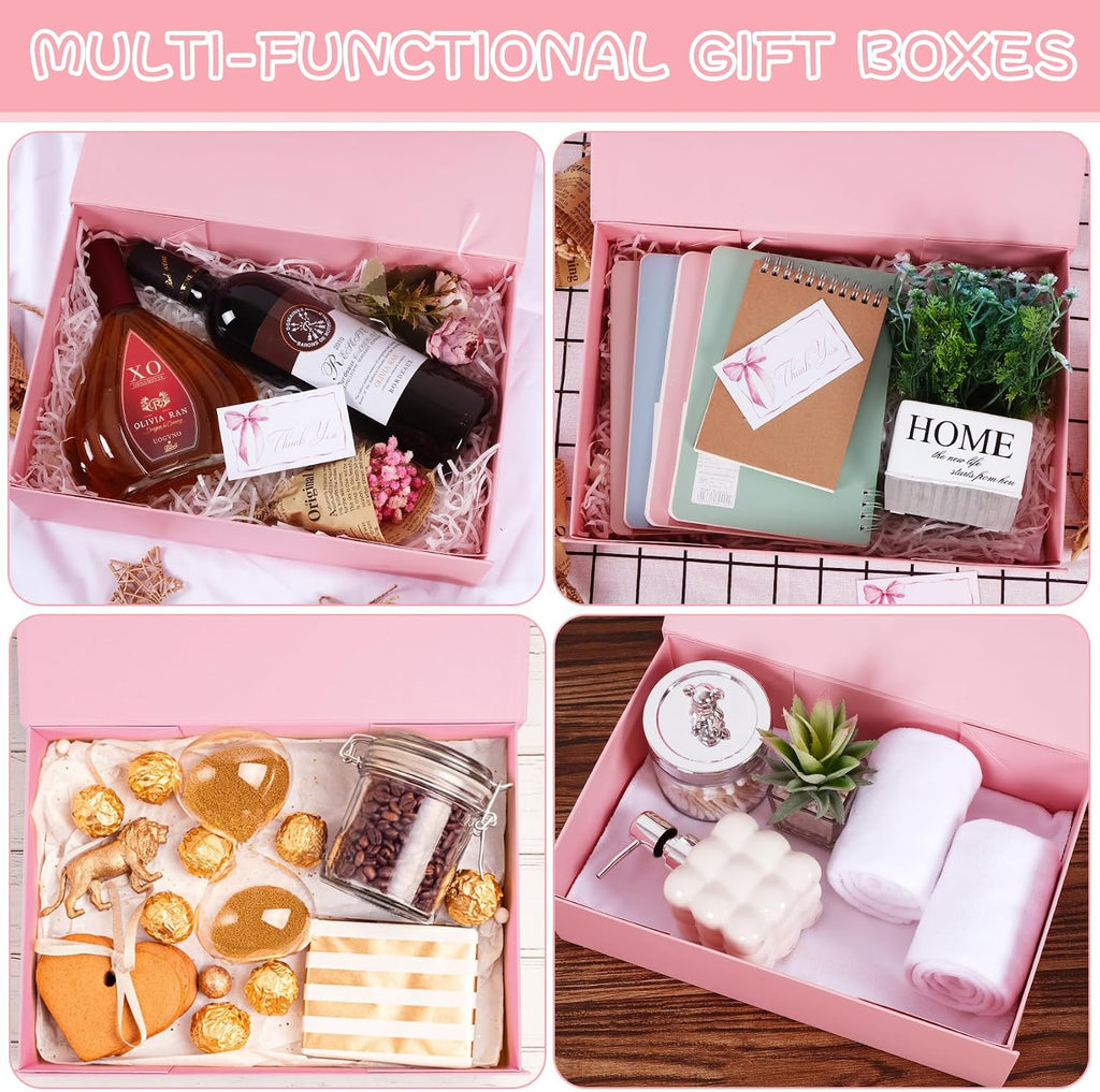 pink gift box with magnetic lids for presents, package contents