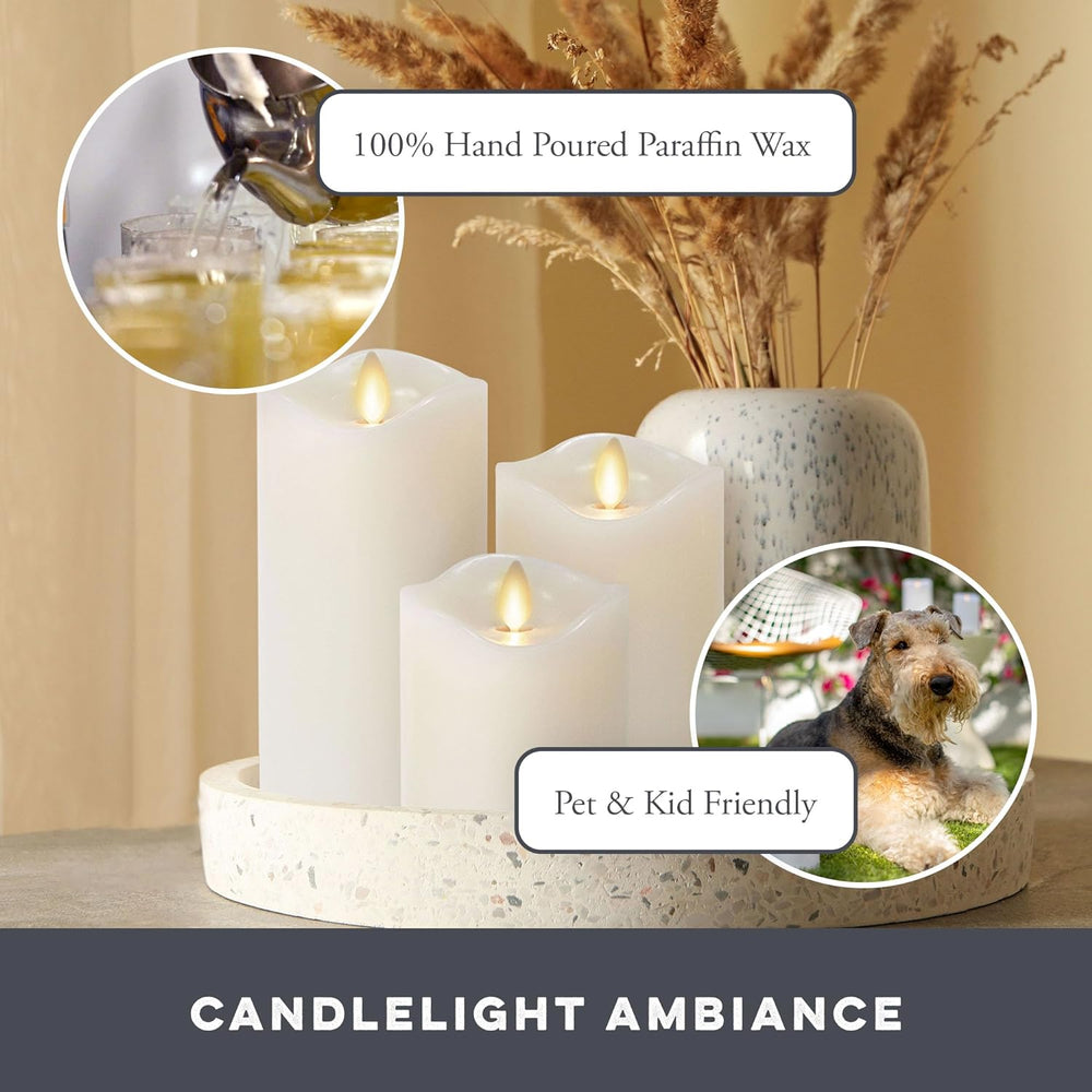Co. Flameless Pillar Candles Ivory 3.0" x 4.5"/ 5.5"/ 6.5"