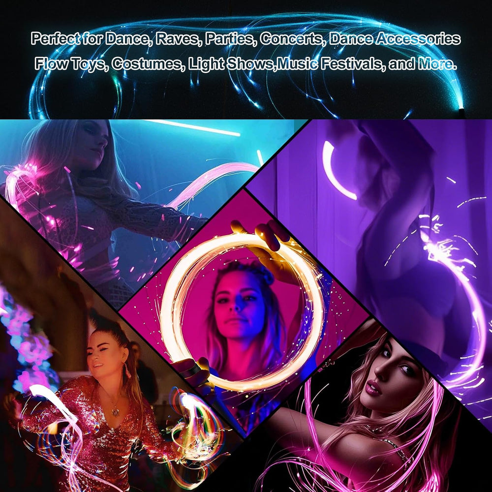 LED Fiber Optic Whip Dance, 6ft Swiveling Led Whip, 42 Different Lighting Eff...