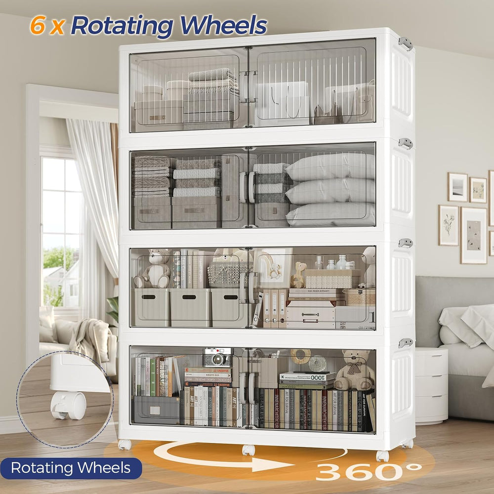 240Gal Extra Large Stackable Storage Bins with Lid, 960QT Foldable Collapsibl...