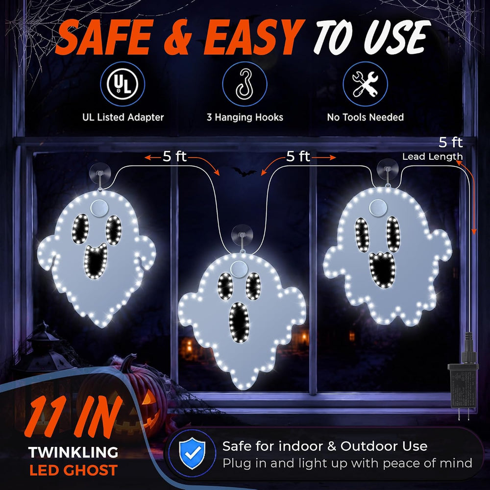3 Pack 10" Halloween Classics Twinkling LED Ghosts, Hi-Vibrant Aluminum ...