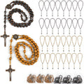 60 Set Wooden Rosary Beads Bulk Wood Rosaries Catholic Beads for Men Women Jesus Holy Crucifix Cross with Organza First Communion Baptism Favors Religious Christians Prayer Church Presen (Multicolor)