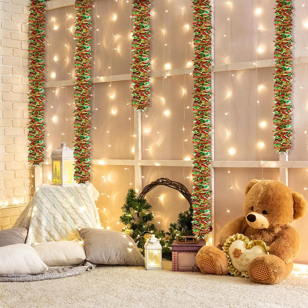 ceenna 150 feet christmas tinsel garland metallic twist, side view