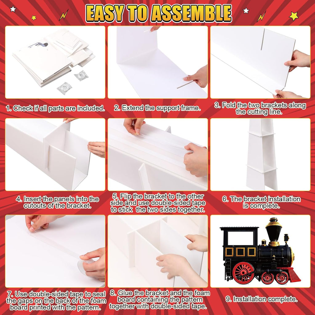 Capoda Life Size Cardboard Cutout Standee 43x59 in, Kt Foam Board Locomotive Photo Booth Prop, 2 Support Brackets and 2 Double-Sided Tape, Easy Assembly for Party Birthday Event Decor(Side of Train)