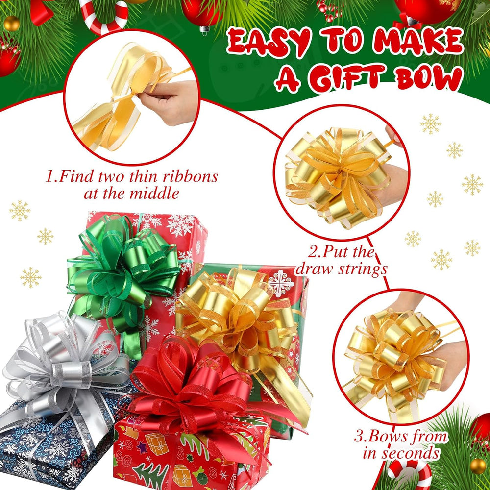 Riceshoot 60 Pcs Christmas Large Pull Bows Ribbon Gift 6 Inch Pastel Gift Wra...