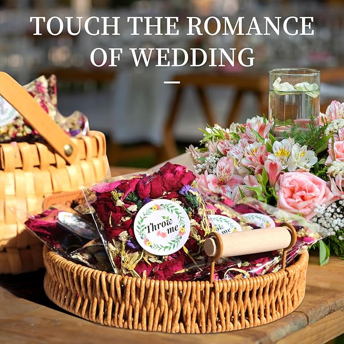 Oning 52 Pack Mix Biodegradable Confetti, Dried Flower Petals, Real Rose Petals for Weddings,Gifts, Wedding Confetti, Wedding Send Off Ideas, Dinner Table Centerpieces
