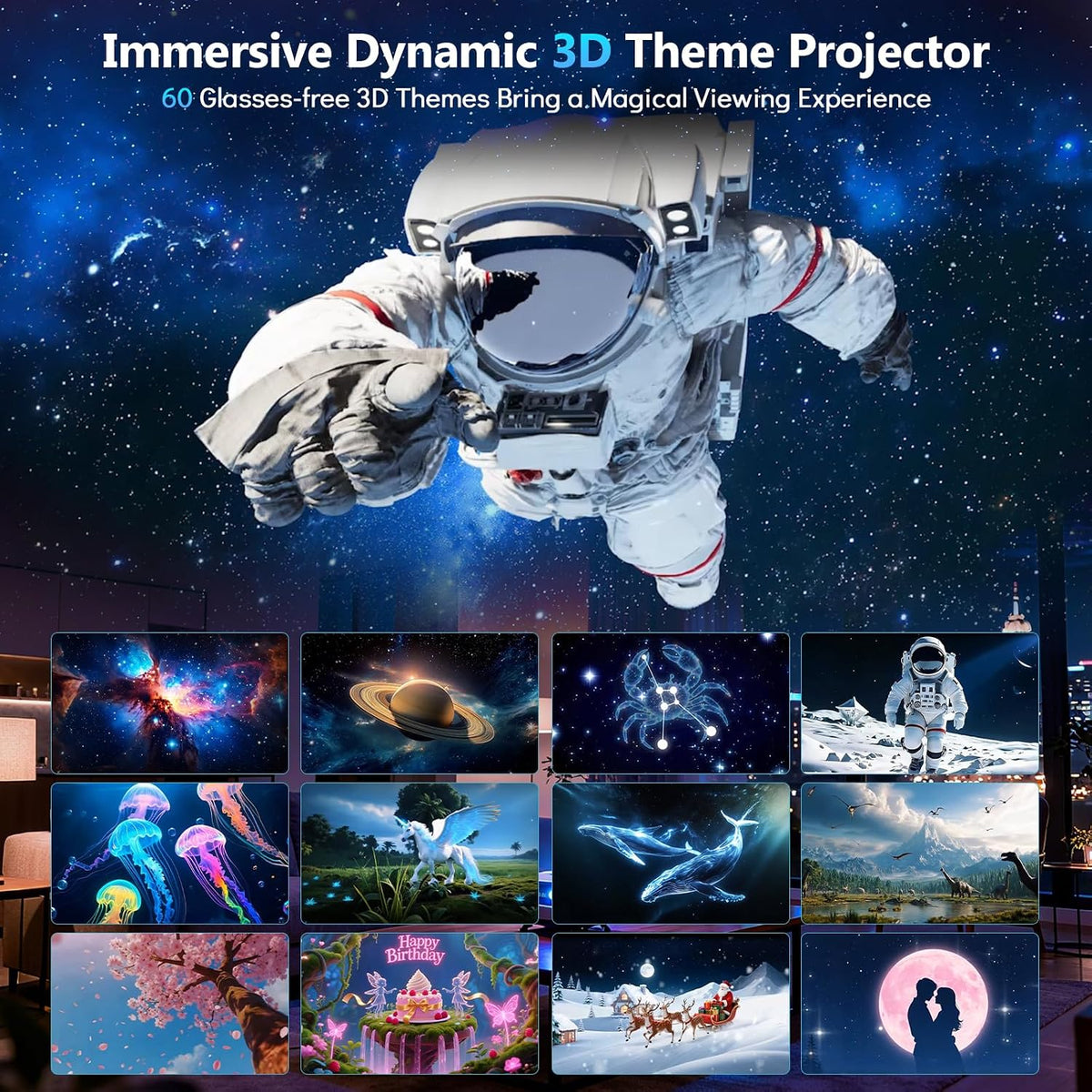 rossetta 3d galaxy projector, 60 scenes star light, close-up detail