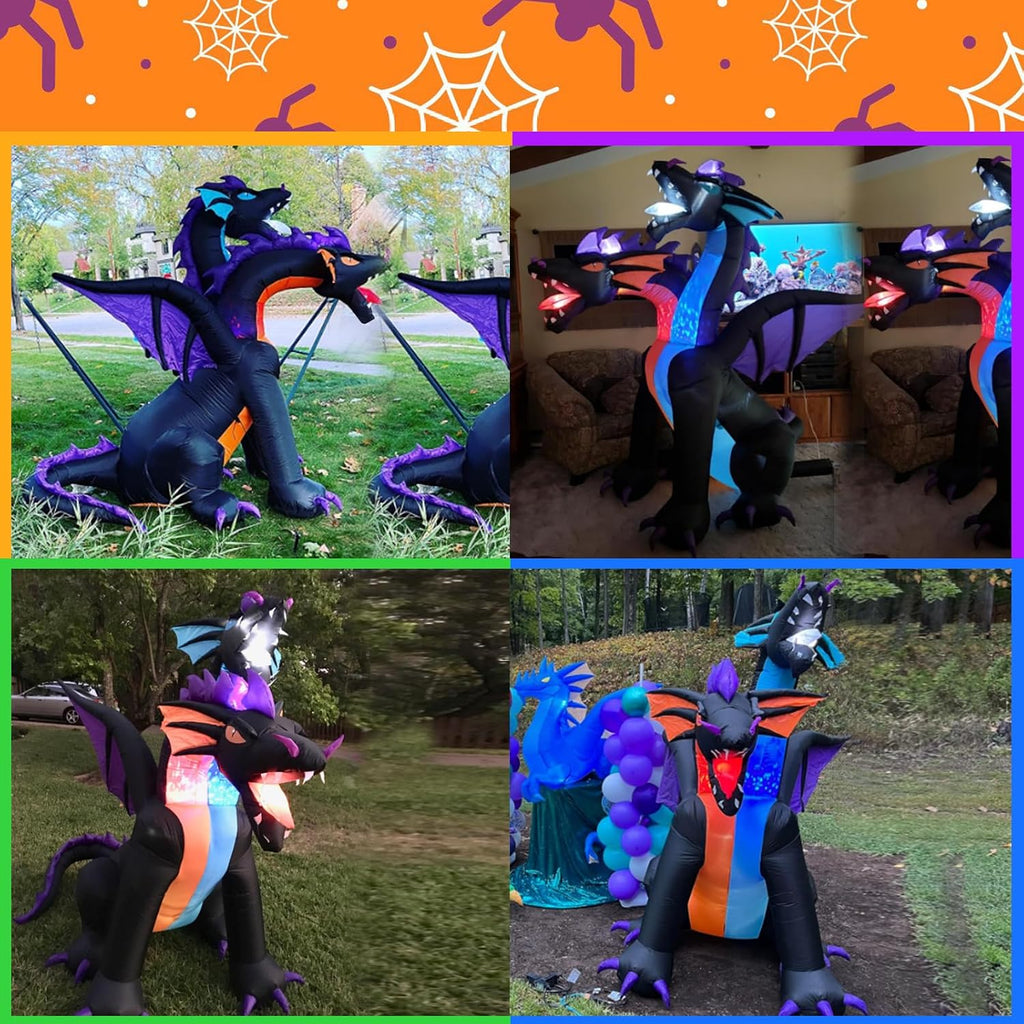 7ft tall halloween inflatables dragon with 2 heads, package contents