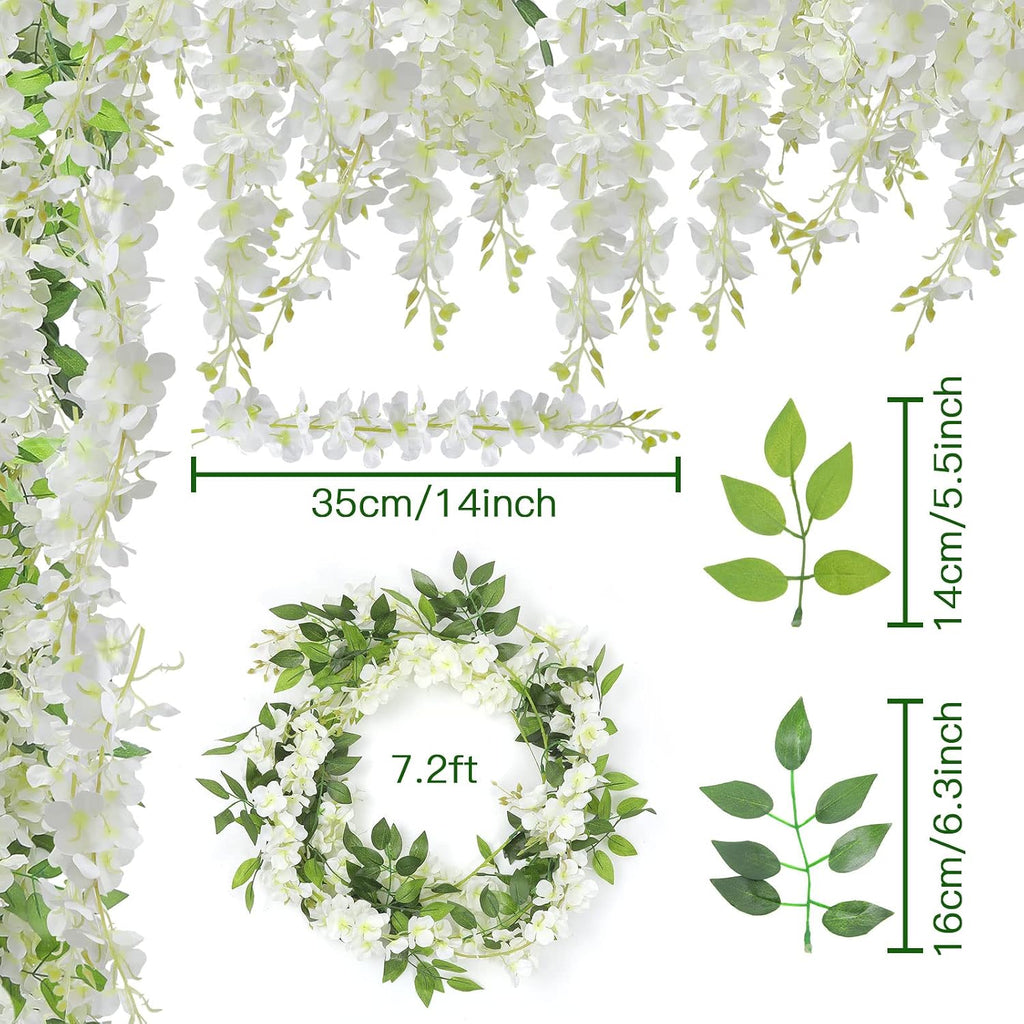 U'Artlines 10Pcs 7.2 Ft/Piece Artificial Wisteria Garland White