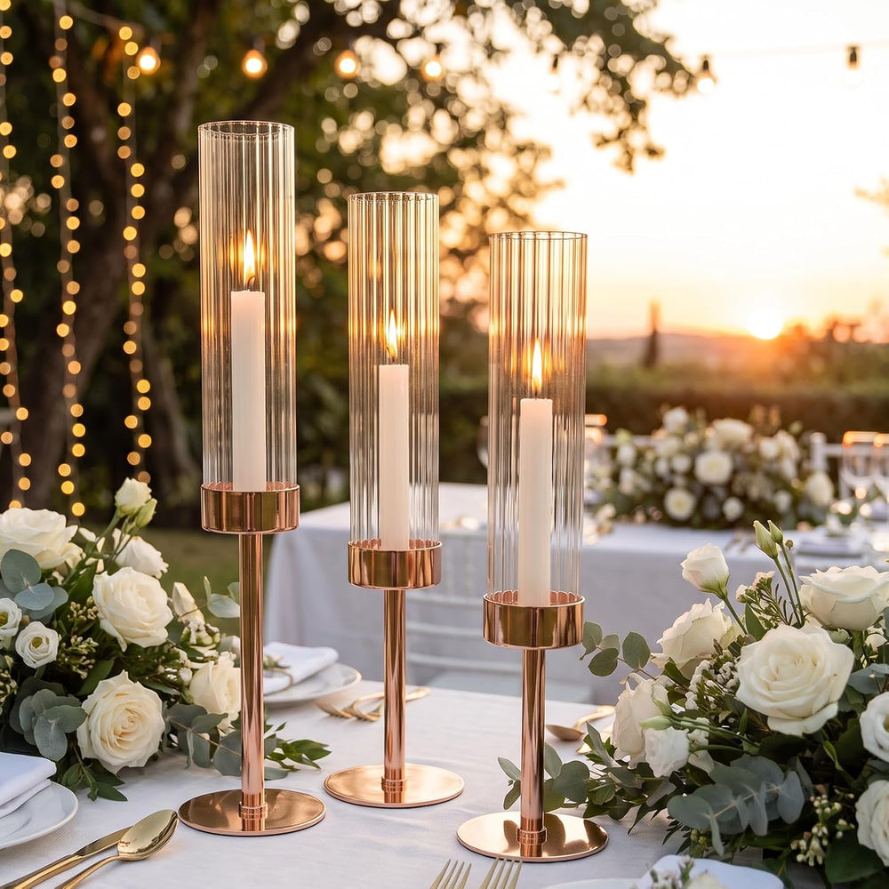 Gold Candle Holders Set of 6 for Taper Candle Holders