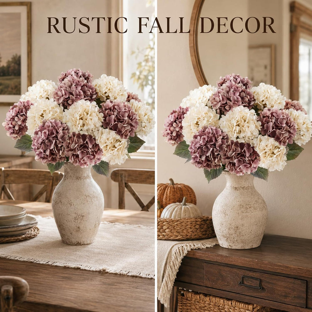 12 Pcs Fall Hydrangea Flowers Artificial Silk Pick for Wreath Vase
