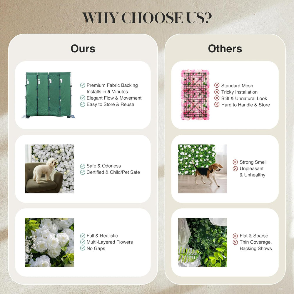 8ft*8ft Artificial Flower Wall Panels, Gorgeous 3D Silk Floral Backdrop