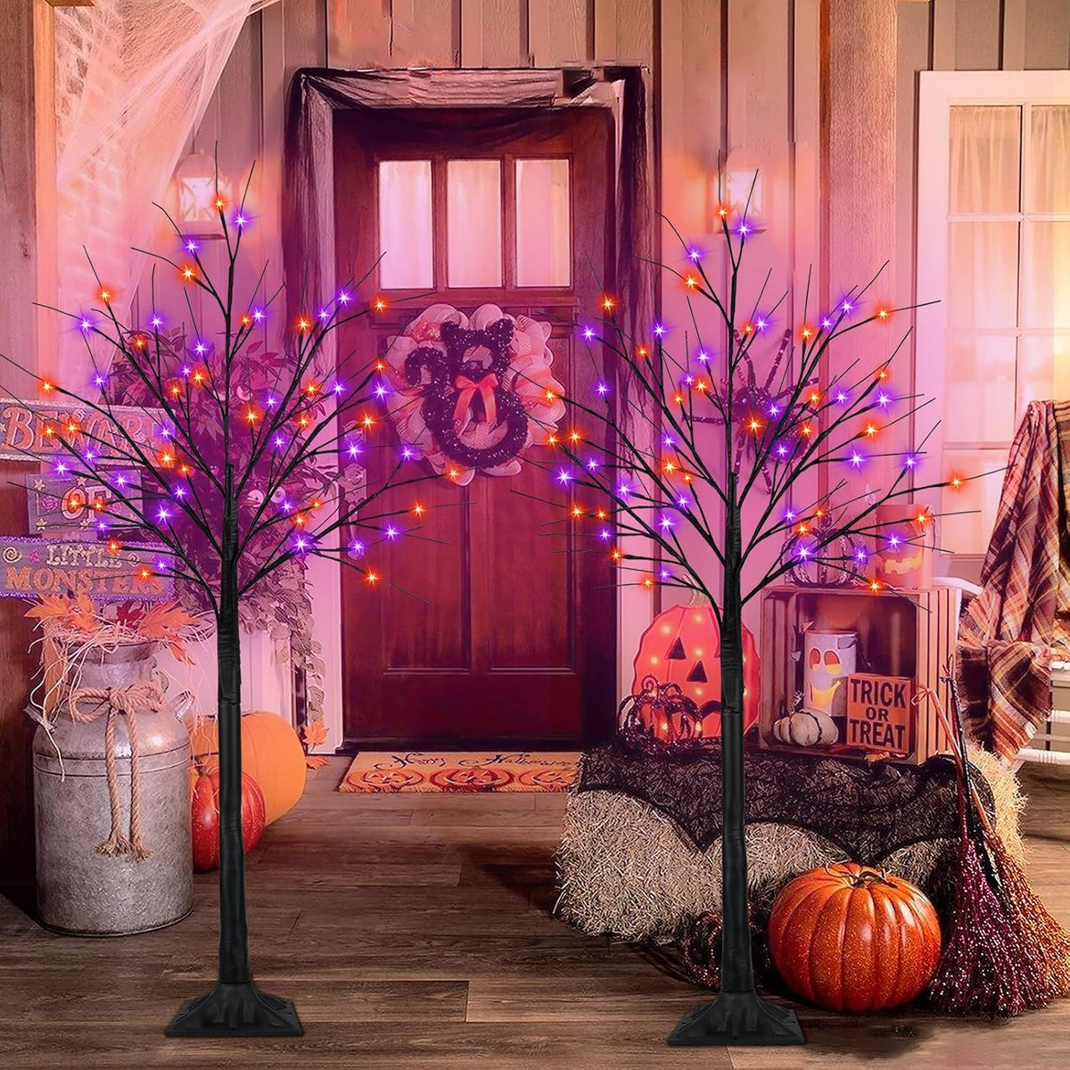 6ft lighted black halloween tree with 288 led, package contents