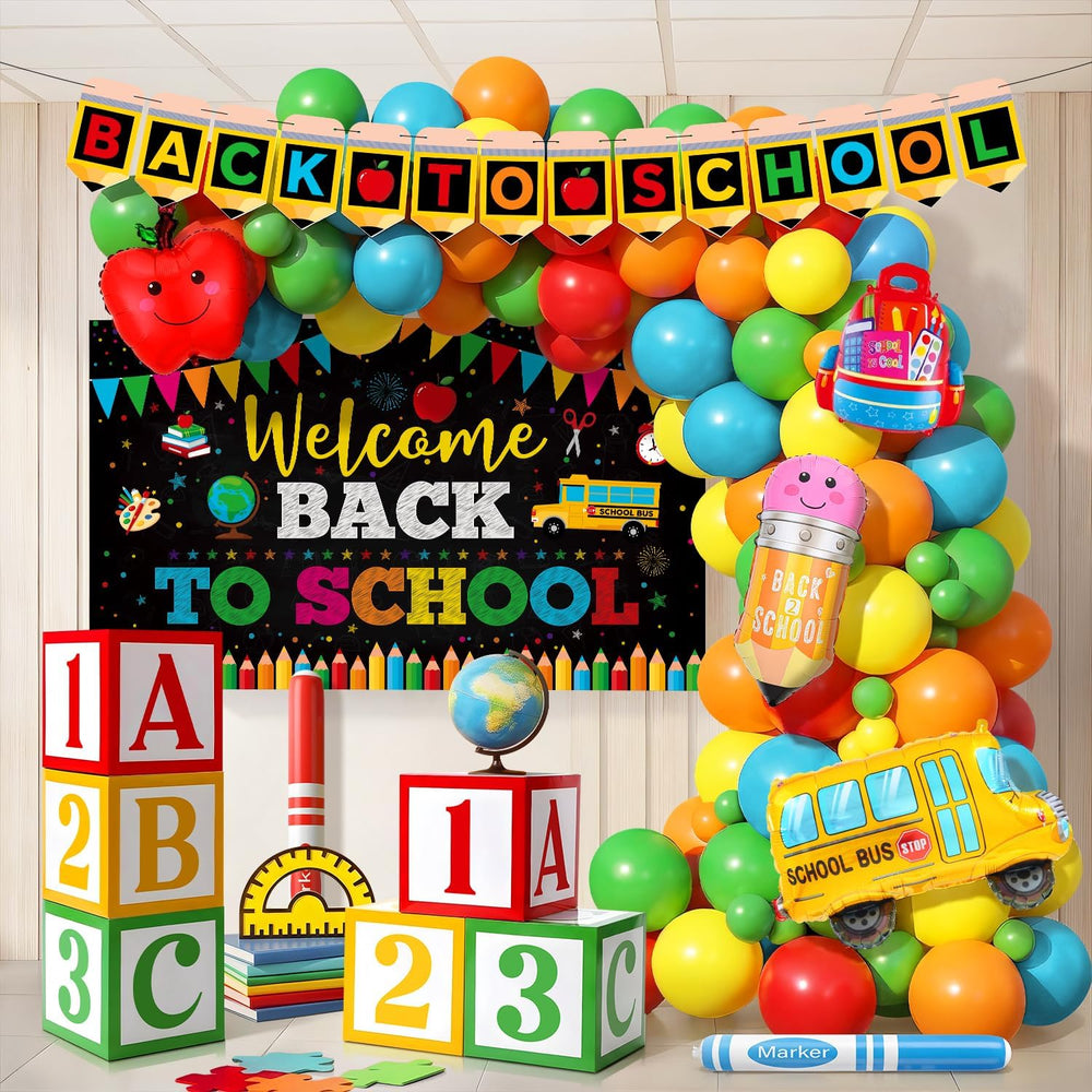 Back to School Balloon Arch Kit, 165Pcs First Day Decor with Balloon Boxes